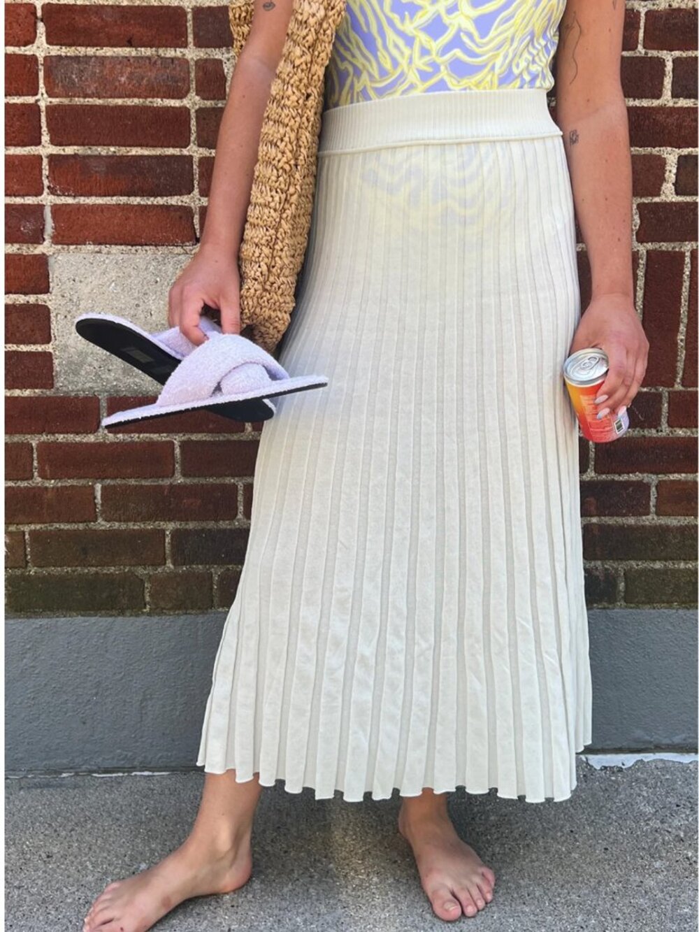 Rus Ribbed Knit "Lune" Skirt in "Salt", size Small